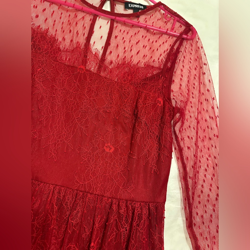 Express Red Lace Dress - Picture 3 of 3